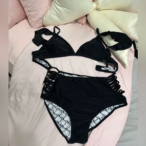 Black Women's Two-Piece High-Waist Bikini Set